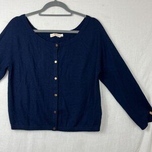 Tory Burch 100% Cashmere Mini Cardigan Sweater Women L Preppy Academia Kawaii